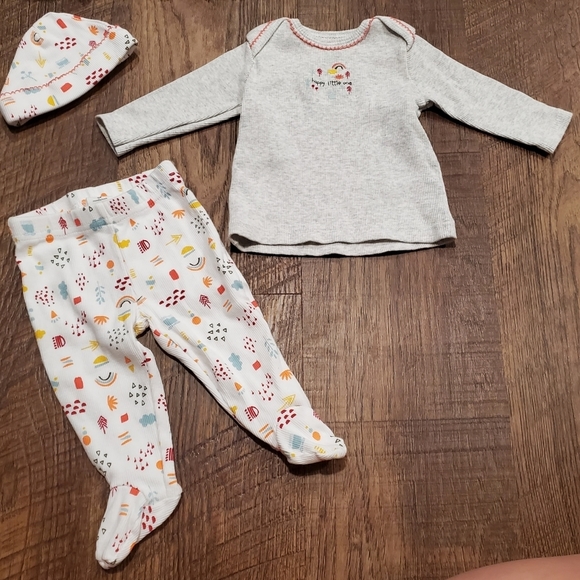 Carter Little Planet Matching Set Top Pants Hat Ribbed Organic Cotton Rainbow 3M - Picture 1 of 10